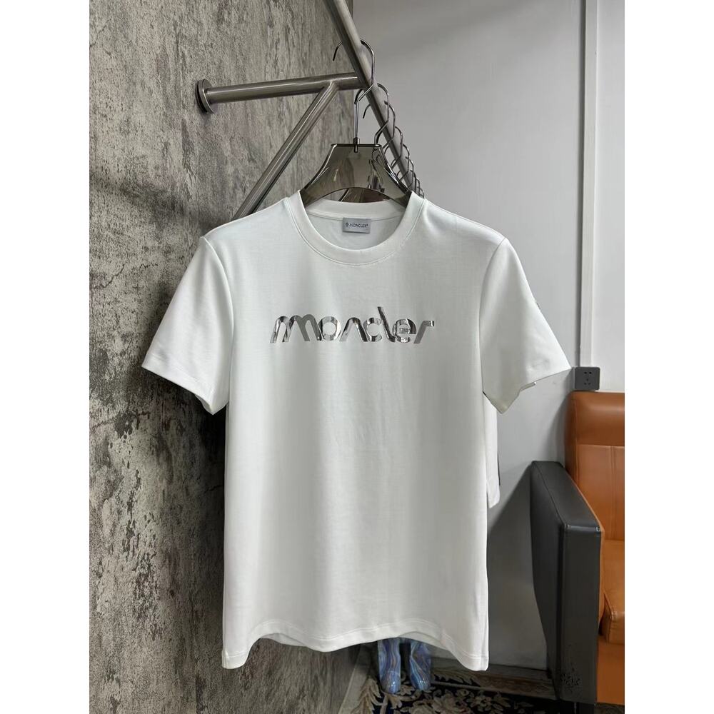 Moncler Men's and Women's crew neck white short sleeve T-shirt
